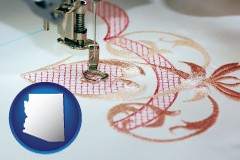 arizona map icon and machine embroidery