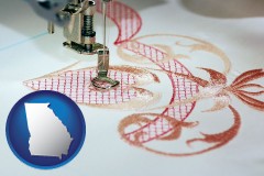 georgia map icon and machine embroidery
