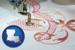 louisiana map icon and machine embroidery
