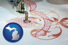 michigan map icon and machine embroidery