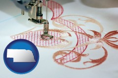 nebraska map icon and machine embroidery