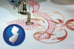 new-jersey map icon and machine embroidery