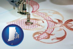 rhode-island map icon and machine embroidery