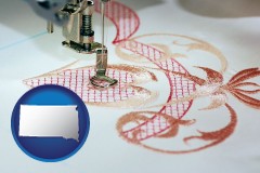 south-dakota map icon and machine embroidery