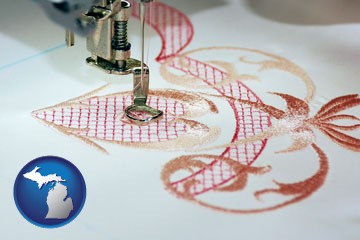 machine embroidery - with Michigan icon
