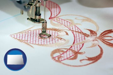 machine embroidery - with North Dakota icon